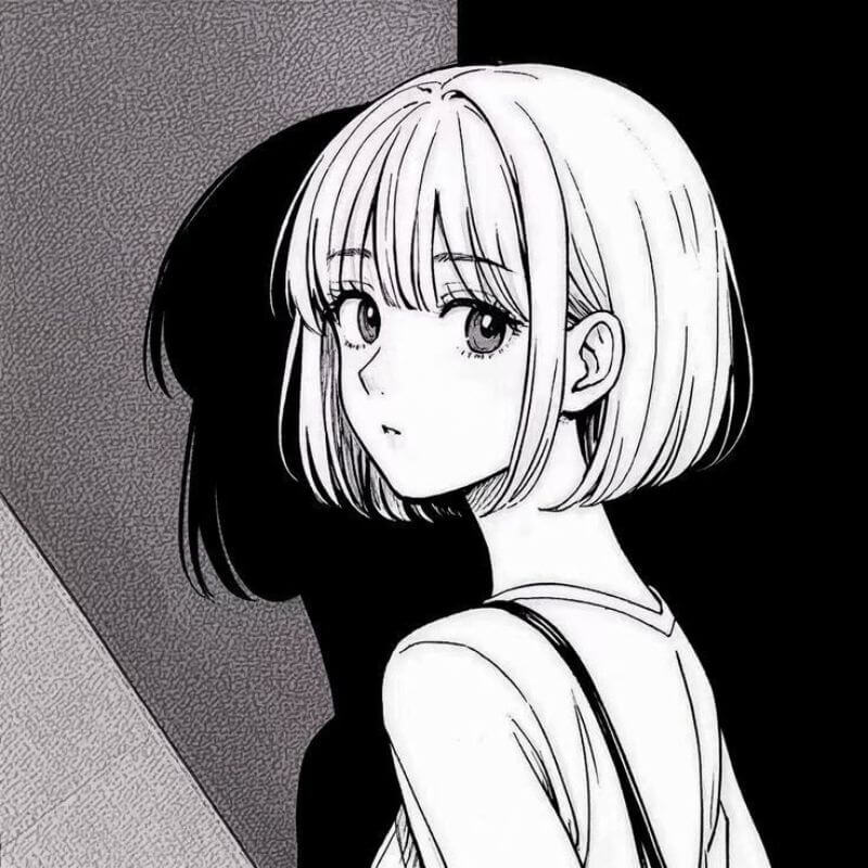 Ảnh avatar anime nữ đen trắng