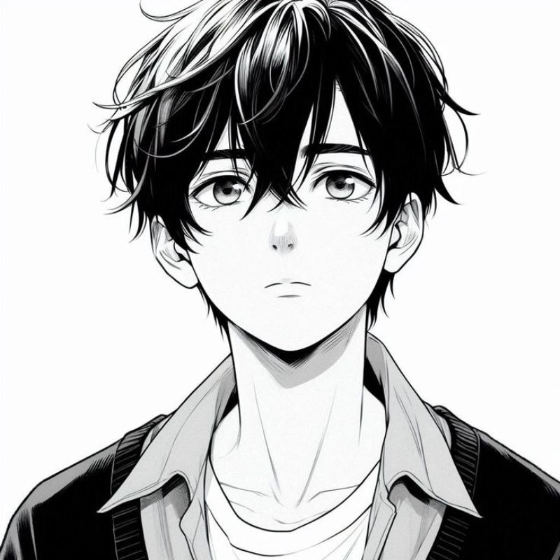 Hình ảnh anime đen trắng nam ngầu
