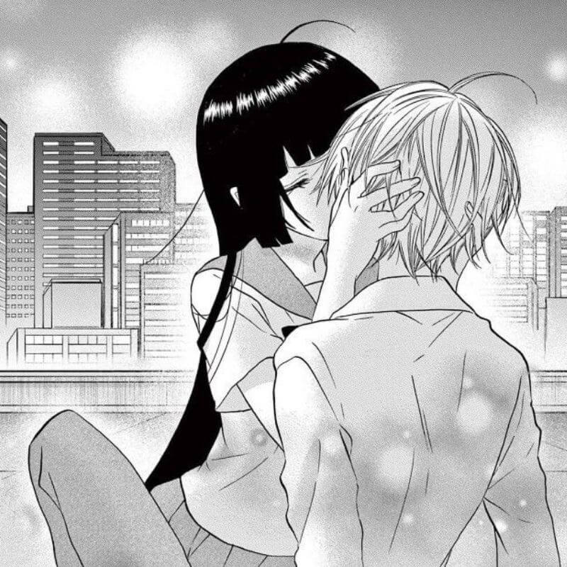 Hình đại diện anime trắng đen hôn nhau