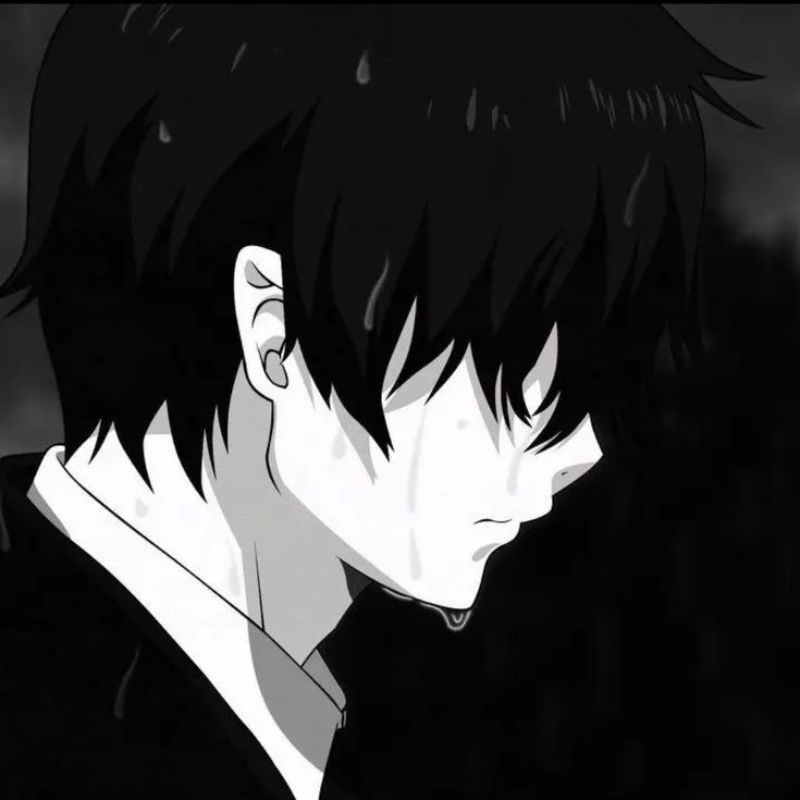 Avatar anime trắng đen buồn