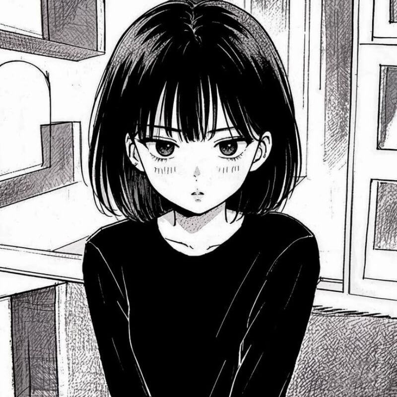 Avatar lạnh lùng hình anime nữ ngầu trắng đen
