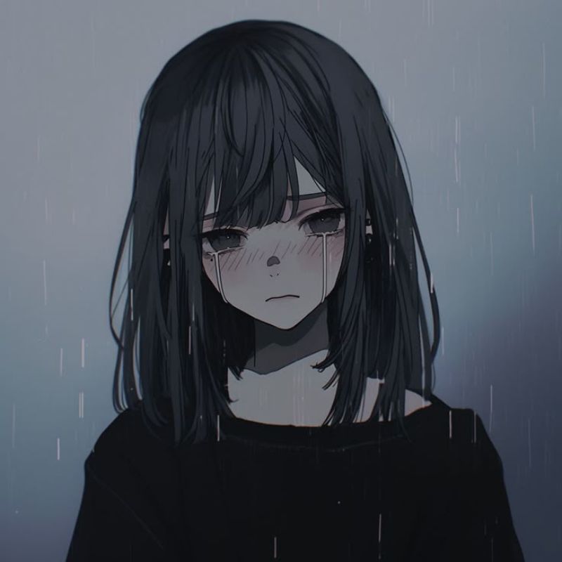 Hình địa diện anime đen trắng buồn