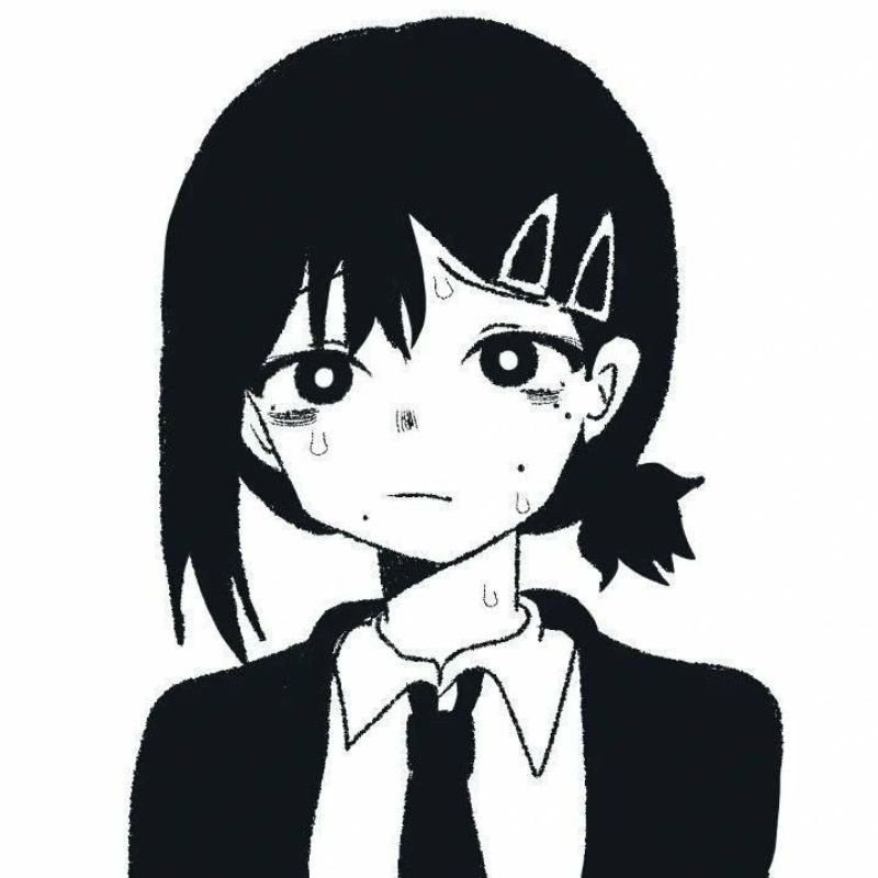 Avatar anime nữ trắng đen sáng