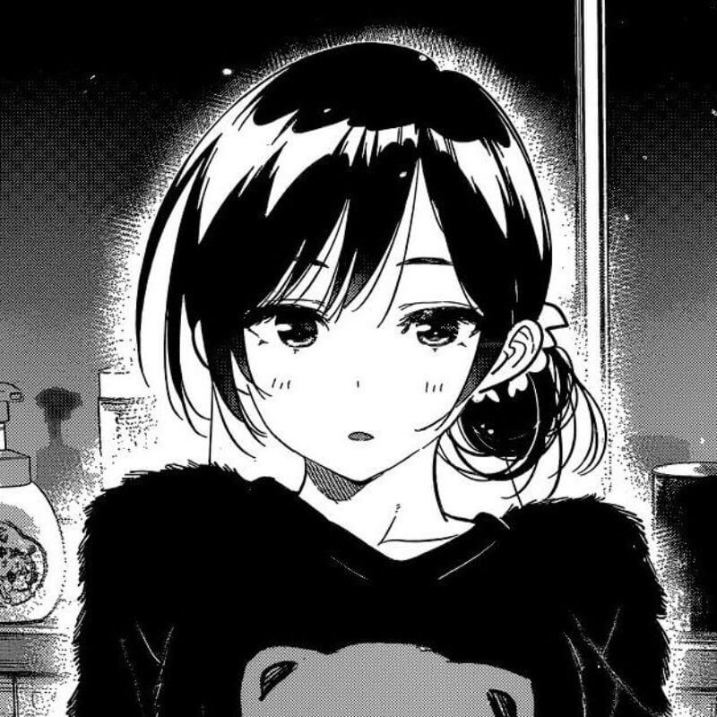 Hình đại diện anime nữ trắng đen