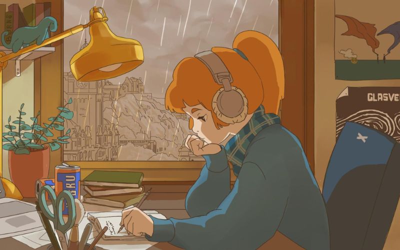 Hình ảnh lofi chill học tập