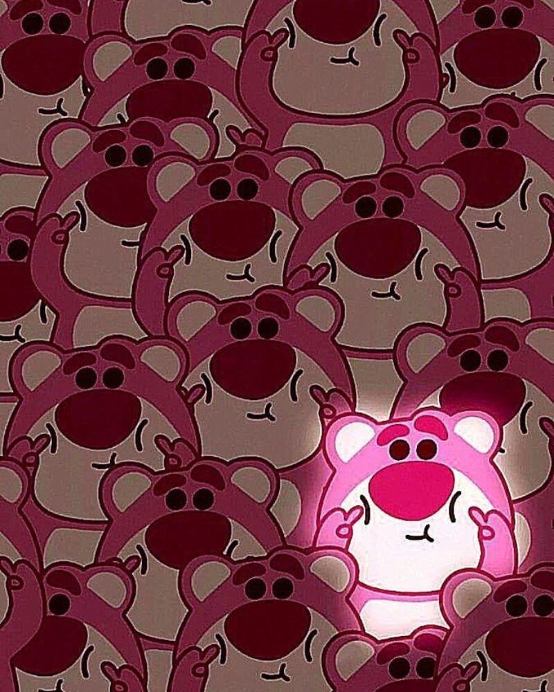 Hình nền gấu dâu phát sáng cute