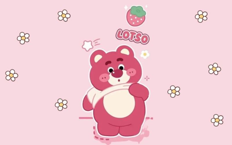 Ảnh nền gấu dâu cute cho máy tính