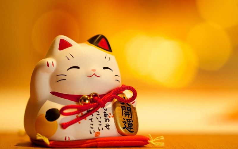 Hình nền mèo thần tài may mắn cho máy tính