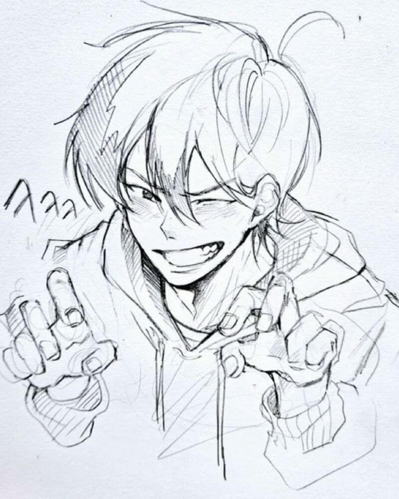 Tranh vẽ anime nam ngầu đơn giản
