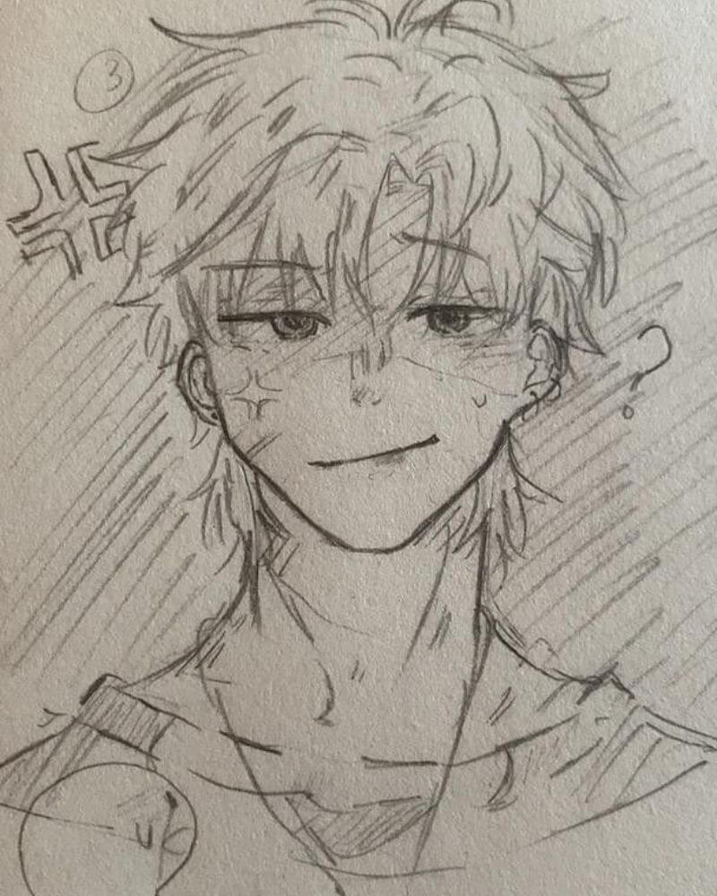 Hình vẽ anime nam bằng bút chì