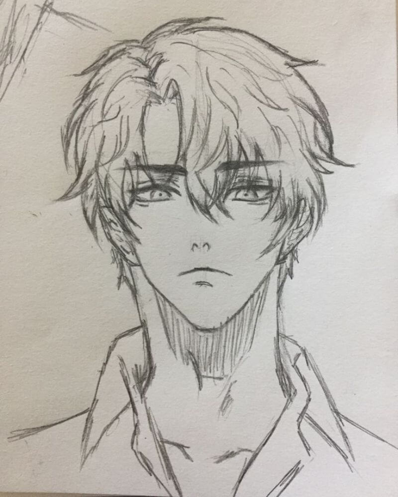 Hình vẽ anime đơn giản ngầu nam