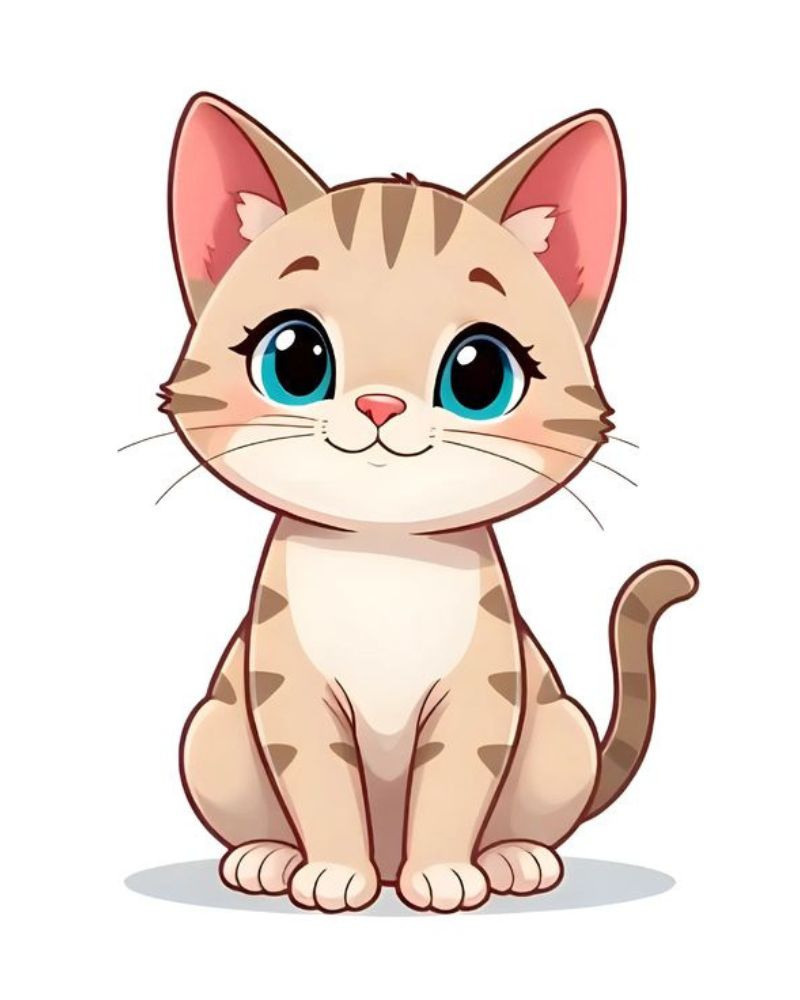 Tranh tô màu con mèo đơn giản