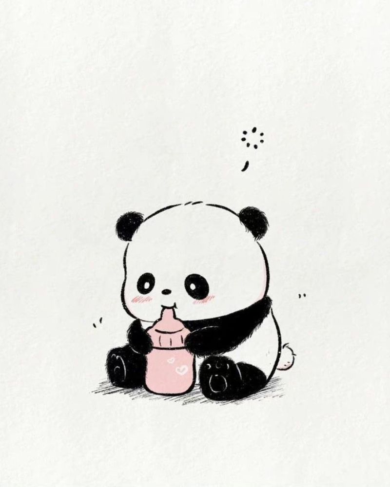 Hình vẽ con gấu trúc cute đáng yêu