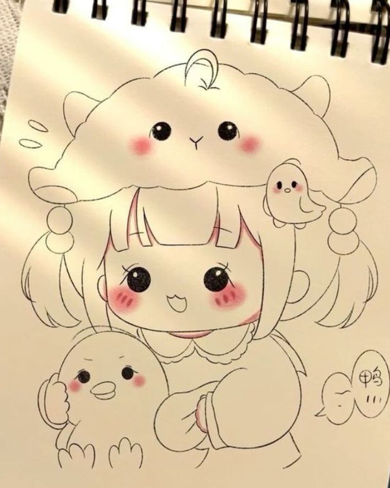 Hình vẽ anime chibi cute girl
