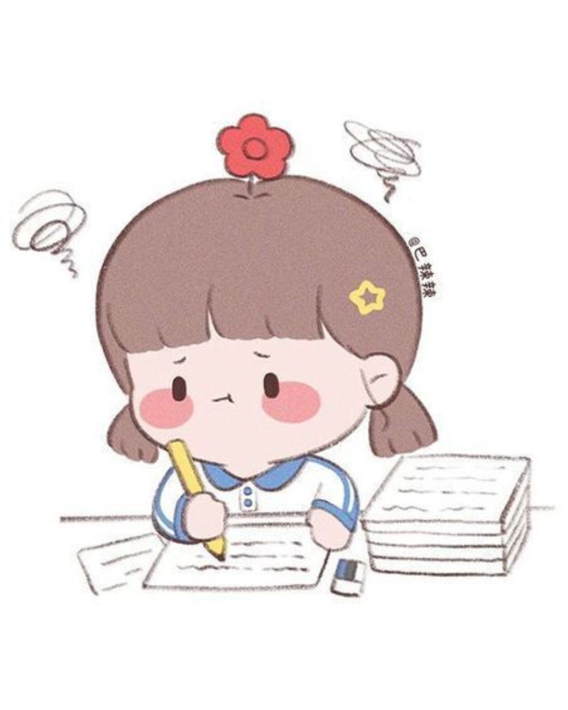 Hình vẽ chibi con gái học bài