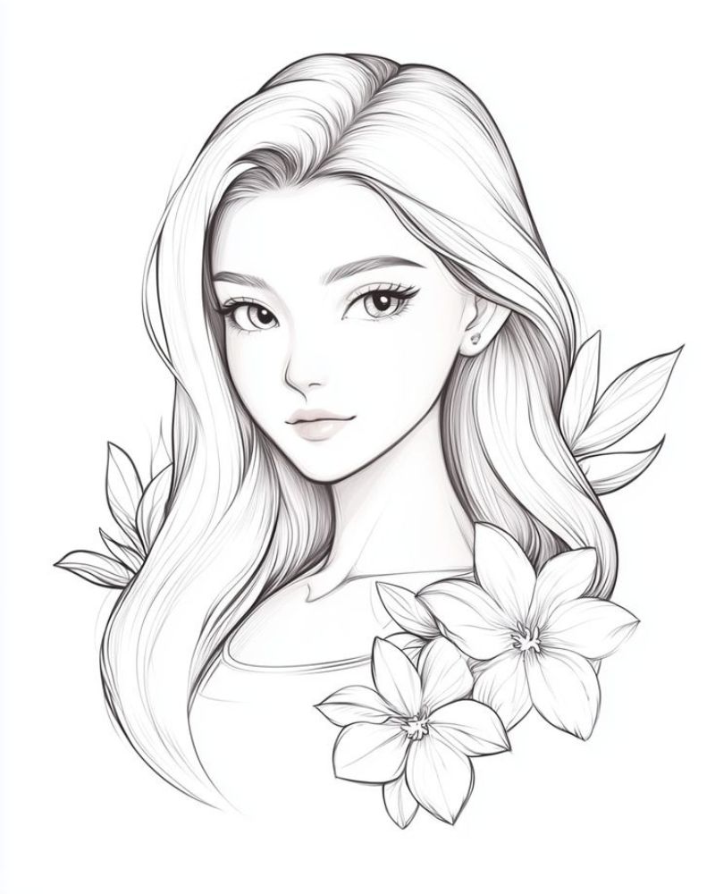 Tranh vẽ con gái cute dễ thương