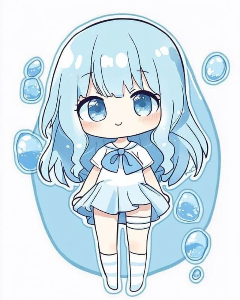 Hình vẽ anime cute đơn giản cho con gái