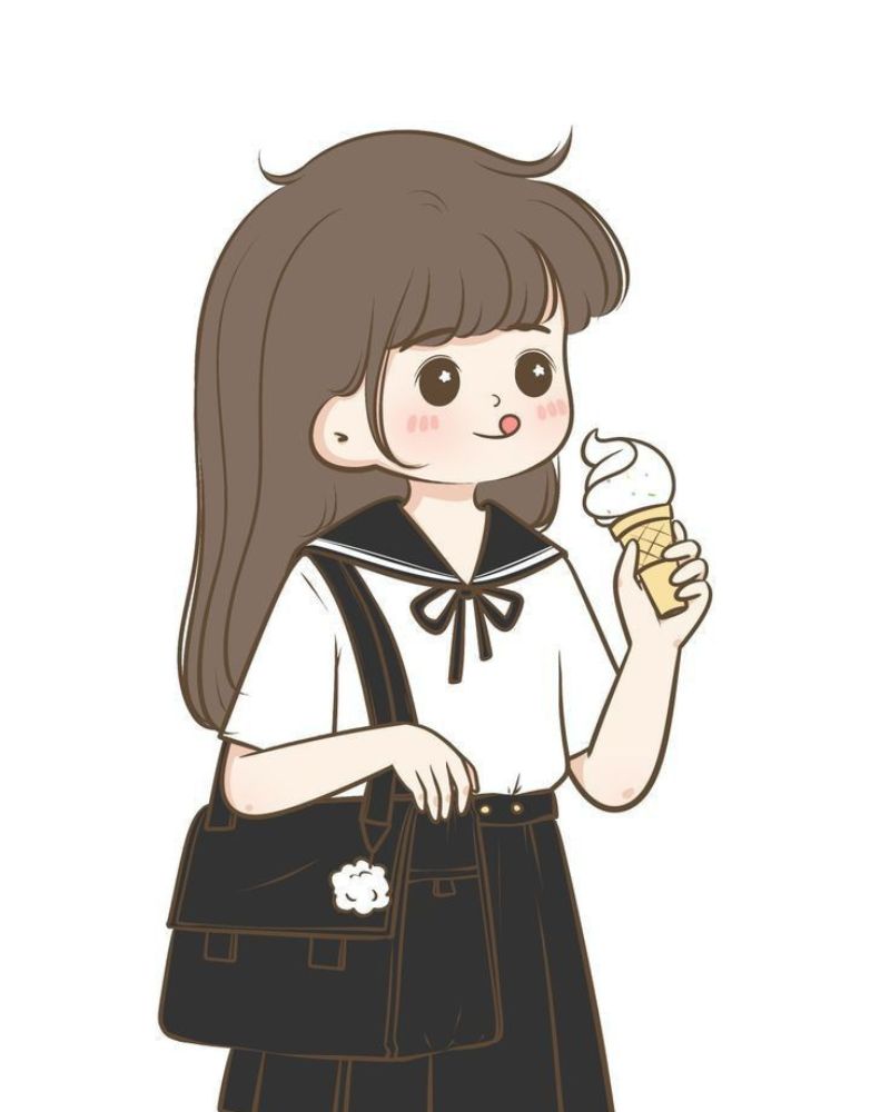 Hình vẽ chibi con gái cute đơn giản