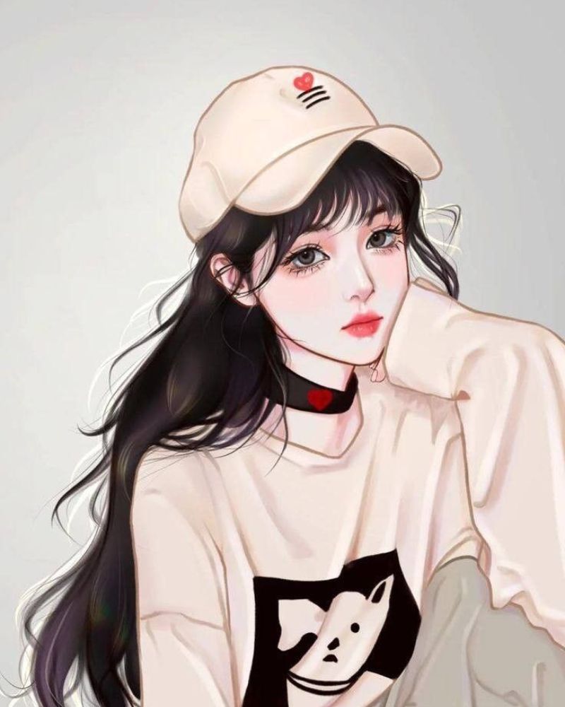 Hình vẽ cô gái cute đơn giản