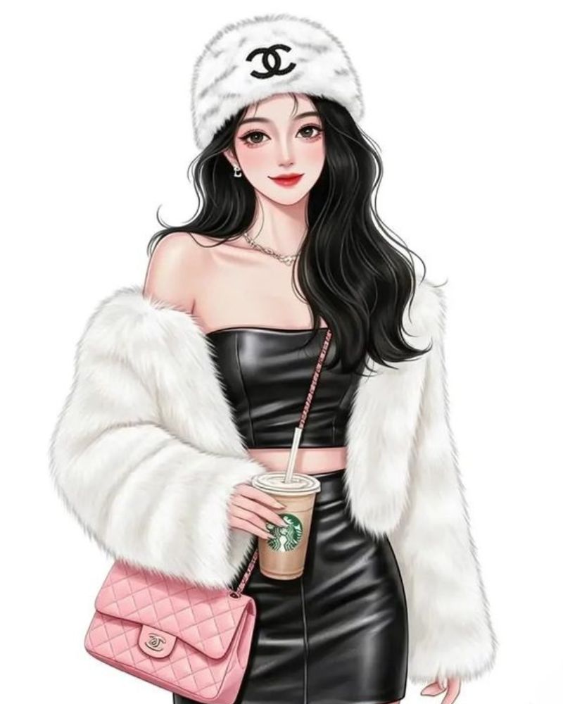 Tranh vẽ con gái ngầu cute